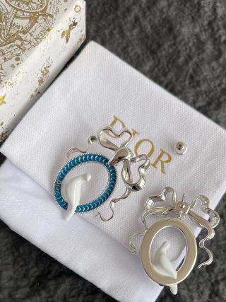 Dior Swan Medallion Crystal Stud Earrings