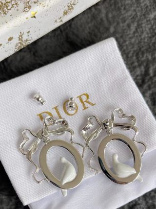 Dior Swan Medallion Crystal Stud Earrings