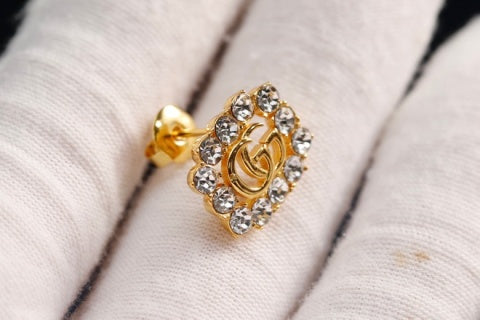 Gucci Interlocking G Crystal Pavé Square Stud Earrings