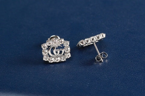 Gucci Interlocking G Crystal Pavé Square Stud Earrings