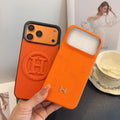 Hermès Orange Leather H Detail Phone Case
