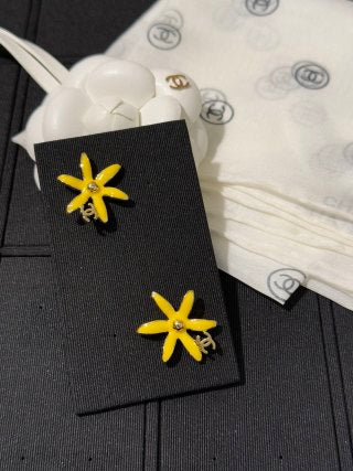 Chanel Yellow Floral CC Stud Earrings – Elegant Luxury Fashion Jewelry