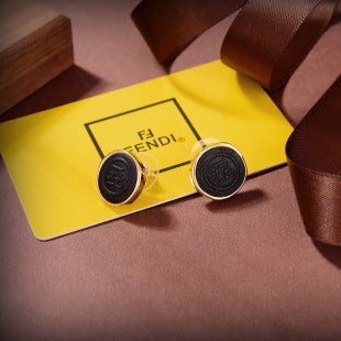 Fendi Obsidian FF Medallion Stud Earrings
