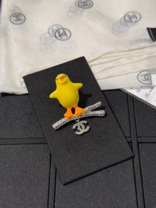 Chanel "Little Yellow Chick" Branch-Style Pendant Brooch with Full Pavé Diamonds
