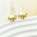 Dior Pearl Ribbon Bow Stud Earrings