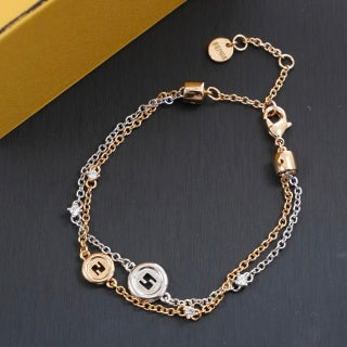 Fendi Dual-Tone FF Medallion Link Bracelet