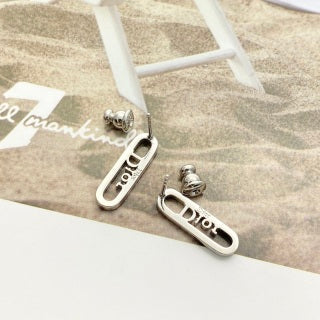 Dior CD Crystal Bar Drop Stud Earrings
