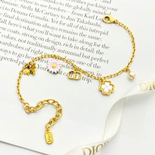 Dior Daisy Flower CD Charm Bracelet