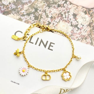 Dior Daisy Flower CD Charm Bracelet