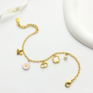 Dior Daisy Flower CD Charm Bracelet