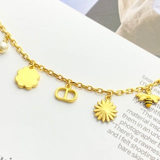 Dior Daisy Flower CD Charm Bracelet