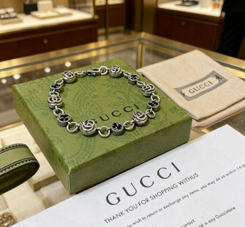Gucci Interlocking G Beaded Charm Link Bracelet