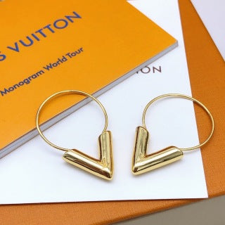 Louis Vuitton V Shape Hoop Stud Earrings