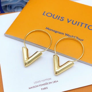 Louis Vuitton V Shape Hoop Stud Earrings