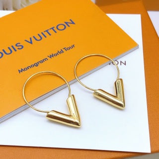 Louis Vuitton V Shape Hoop Stud Earrings