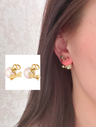Dior Perle Noire Bow Pearl Earrings