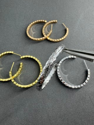CHANEL Aurette Woven Hoop Earrings