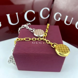 Gucci GG Monogram Round Medallion Pendant Necklace