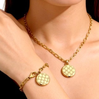 Gucci GG Monogram Round Medallion Pendant Necklace