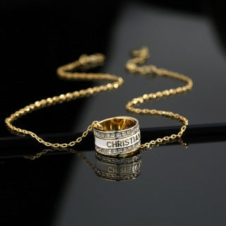 Dior Atelier Oblique Hoop Pendant Necklace