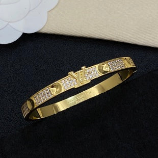 Louis Vuitton Crystal Signature Lock Bangle Bracelet