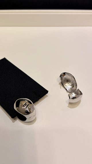 Chanel Modern Oval Statement Earrings