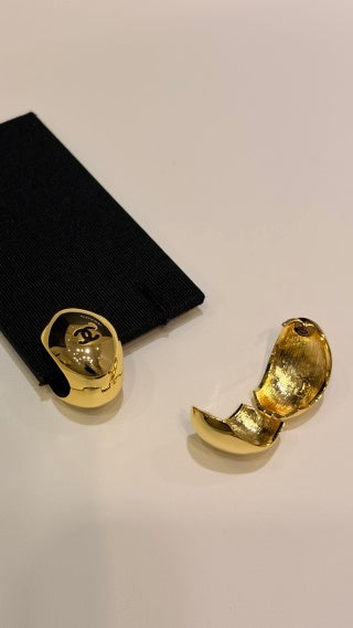 Chanel Modern Oval Statement Earrings