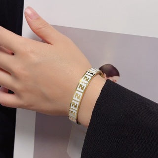 Fendi Vario FF Enamel Logo Bangle Bracelet