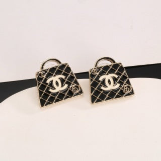 CHANEL Quilted Bag CC Stud Earrings