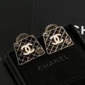 CHANEL Quilted Bag CC Stud Earrings