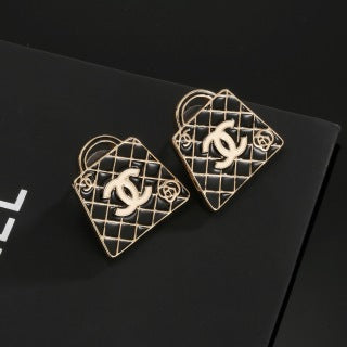 CHANEL Quilted Bag CC Stud Earrings