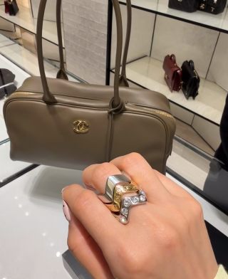 CHANEL Gold and Silver Two-Tone Wave Ring