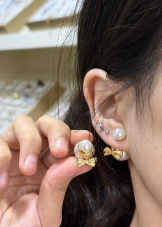 Dior Rosaline Pearl Bow Earrings
