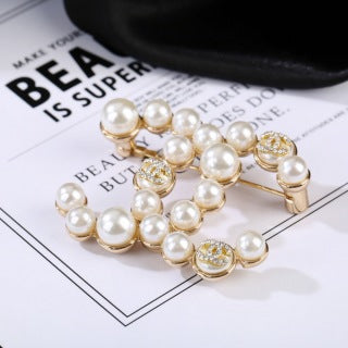 CHANEL Pearl Crescent CC Statement Brooch