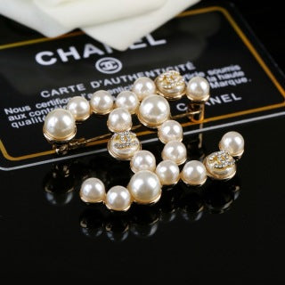 CHANEL Pearl Crescent CC Statement Brooch