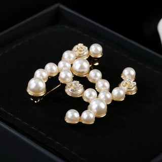 CHANEL Pearl Crescent CC Statement Brooch