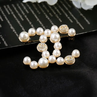 CHANEL Pearl Crescent CC Statement Brooch