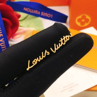 Louis Vuitton Signature Script Letter Stud Earrings