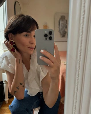 YSL Ruby Heart Enamel Clip-On Earrings