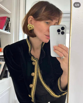 YSL Textured Heart Embossed Clip-On Earrings