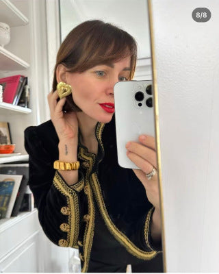 YSL Textured Heart Embossed Clip-On Earrings