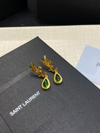 YSL Turquoise Teardrop Monogram Drop Earrings