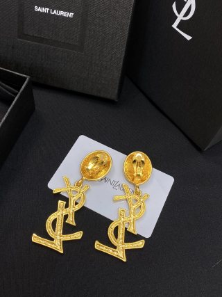YSL Pavé Monogram Medallion Drop Earrings