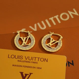 Louis Vuitton Crystal Medallion Hoop Stud Earrings