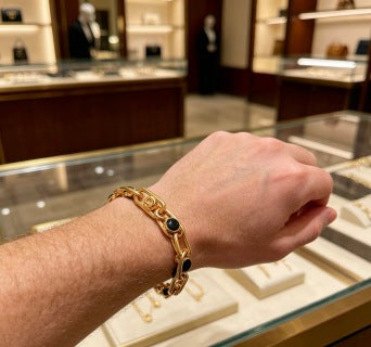 Gucci Black Crystal Link Chain Bracelet