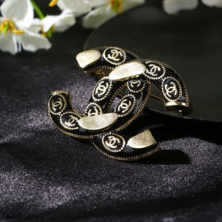 CHANEL Valentina Noir Enamel Signature Brooch