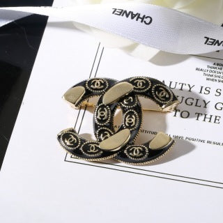 CHANEL Valentina Noir Enamel Signature Brooch