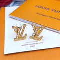 Louis Vuitton Crystal Letter Monogram Stud Earrings
