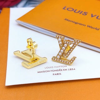 Louis Vuitton Crystal Letter Monogram Stud Earrings