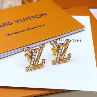 Louis Vuitton Crystal Letter Monogram Stud Earrings